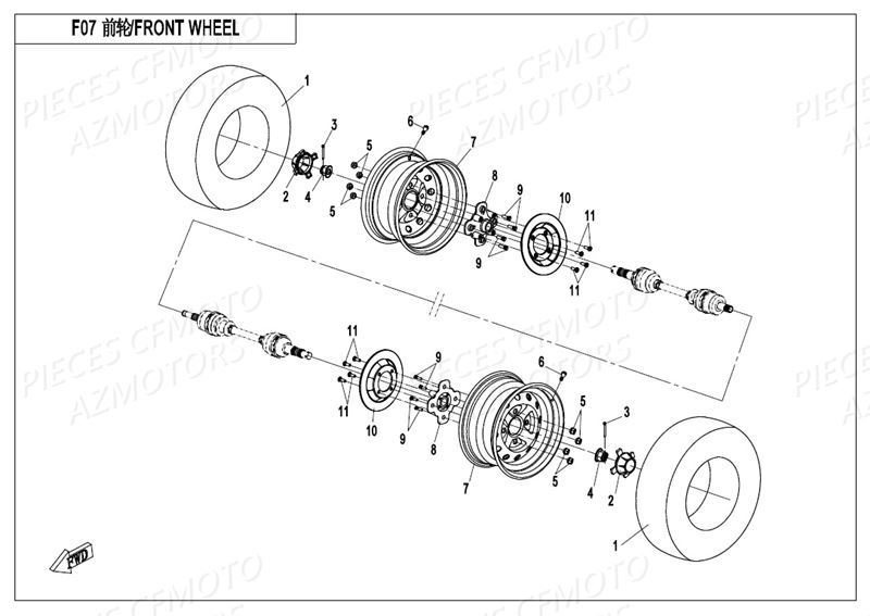 ROUES AVANT AZMOTORS CFORCE 550 L7E