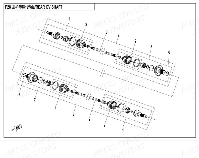 CARDANS ARRIERE AZMOTORS CFORCE 550 T3