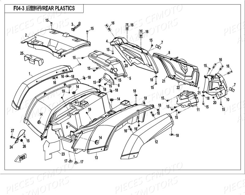 CARENAGES ARRIERE AZMOTORS CFORCE 550 T3