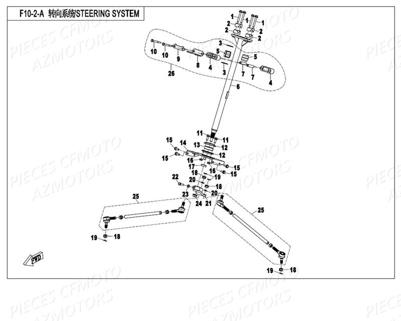 COLONNE DE DIRECTION AZMOTORS CFORCE 550 T3