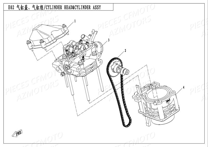 CYLINDRE CULASSE AZMOTORS CFORCE 550 T3
