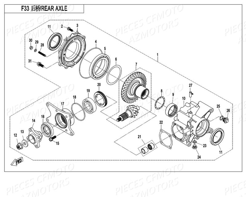 PONT ARRIERE AZMOTORS CFORCE 550 T3