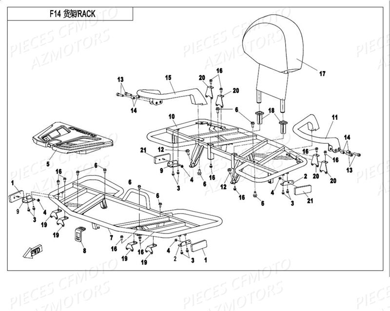 PORTE PAQUET PROTECTIONS AZMOTORS CFORCE 550 T3