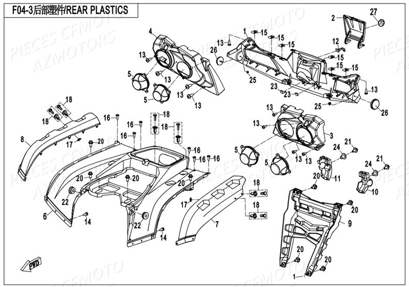 CARENAGES ARRIERE AZMOTORS CFORCE 800