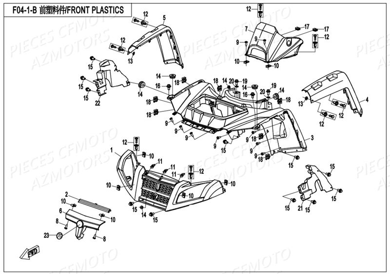 CARENAGES AVANT VERSION T3 HEDA LIGHT AZMOTORS CFORCE 800