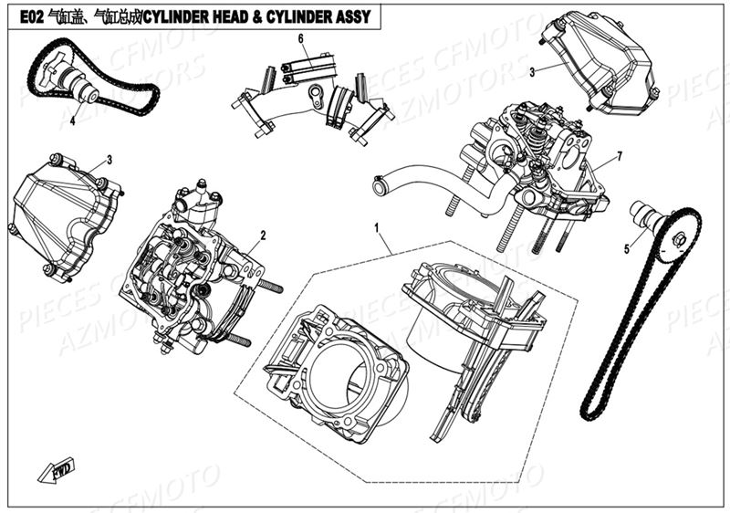 CYLINDRE ET CULASSE CFMOTO CFORCE 800