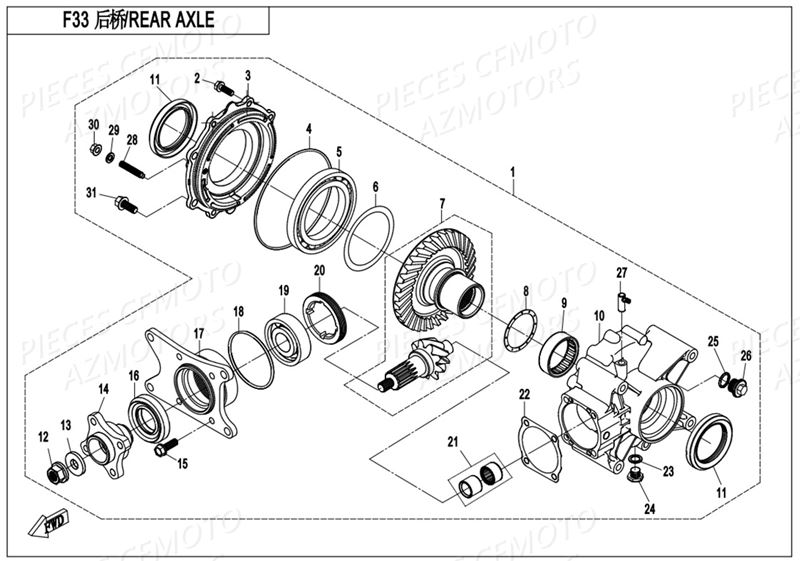 PONT ARRIERE DETAIL AZMOTORS CFORCE 800