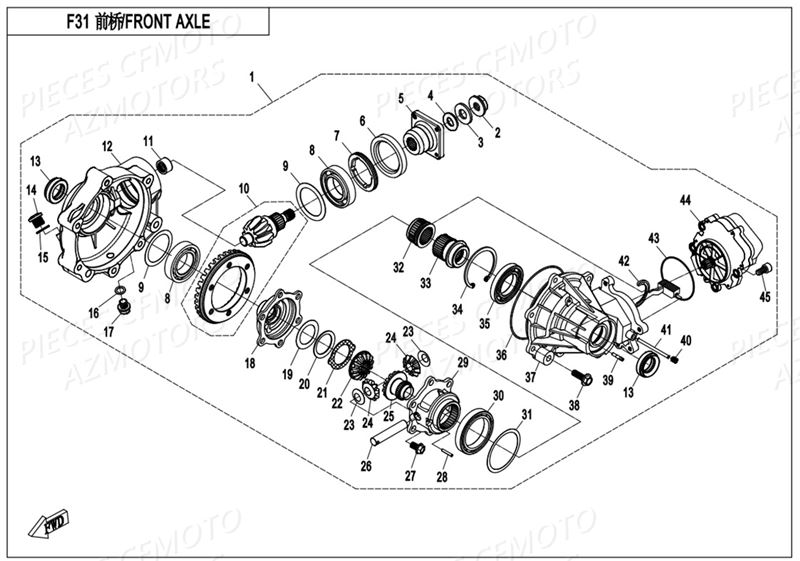 PONT AVANT DETAIL AZMOTORS CFORCE 800