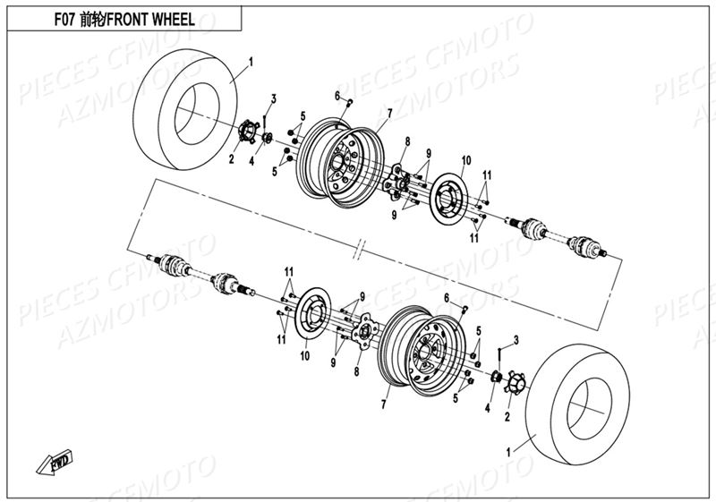 ROUE AVANT AZMOTORS CFORCE 800