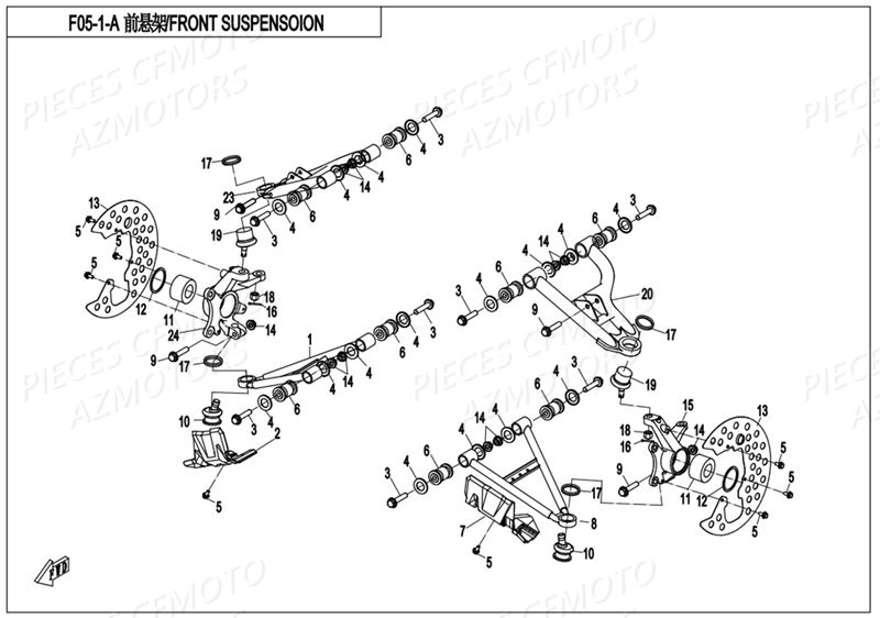 SUSPENSIONS AVANT ACIER AZMOTORS CFORCE 800