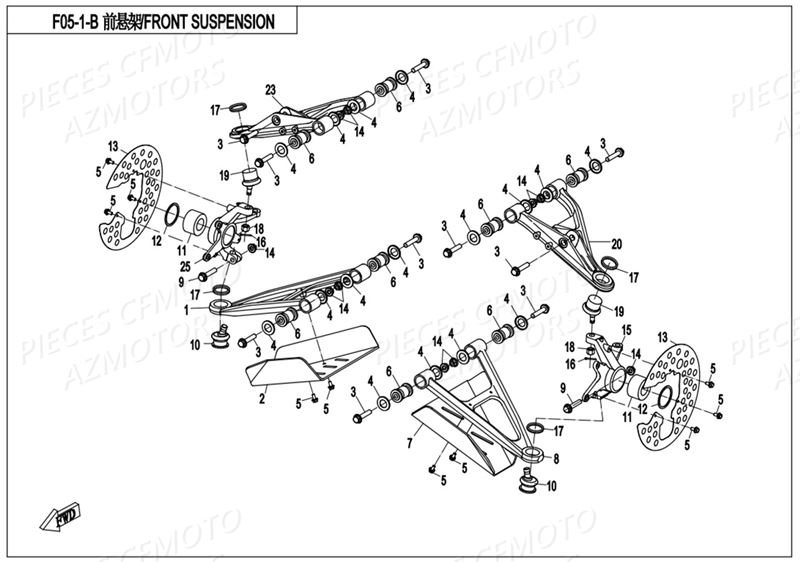 SUSPENSIONS AVANT ALU AZMOTORS CFORCE 800