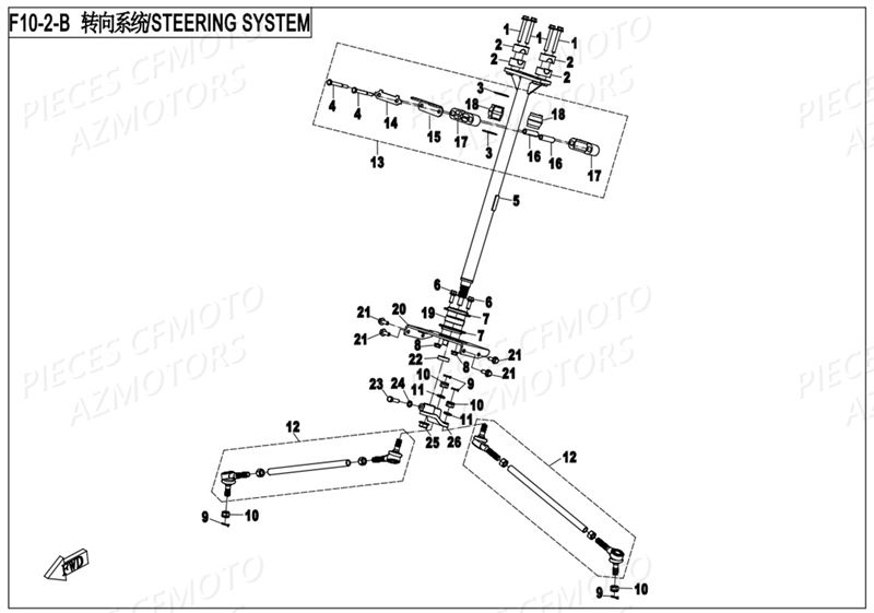 SYSTEME DE DIRECTION AZMOTORS CFORCE 800