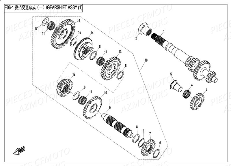 TRANSMISSION BOITE 1 AZMOTORS CFORCE 800