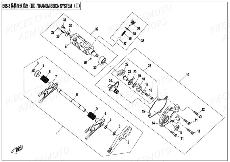 TRANSMISSION BOITE 3 AZMOTORS CFORCE 800