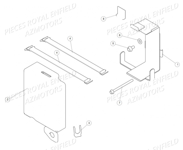 CACHE_SUPPORT_BATTERIE ROYAL ENFIELD Pieces ROYAL ENFIELD BULLET CLASSIC 500 (E4) CHROME BLACK / CHROME GREEN / CHROME GRAPHITE 2017-2019