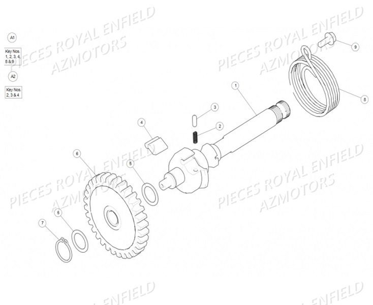 888182 - CAME ET RESSORT  (Royal Enfield) pour ENTRAINEMENT DE KICK de CHROME CLASSIC