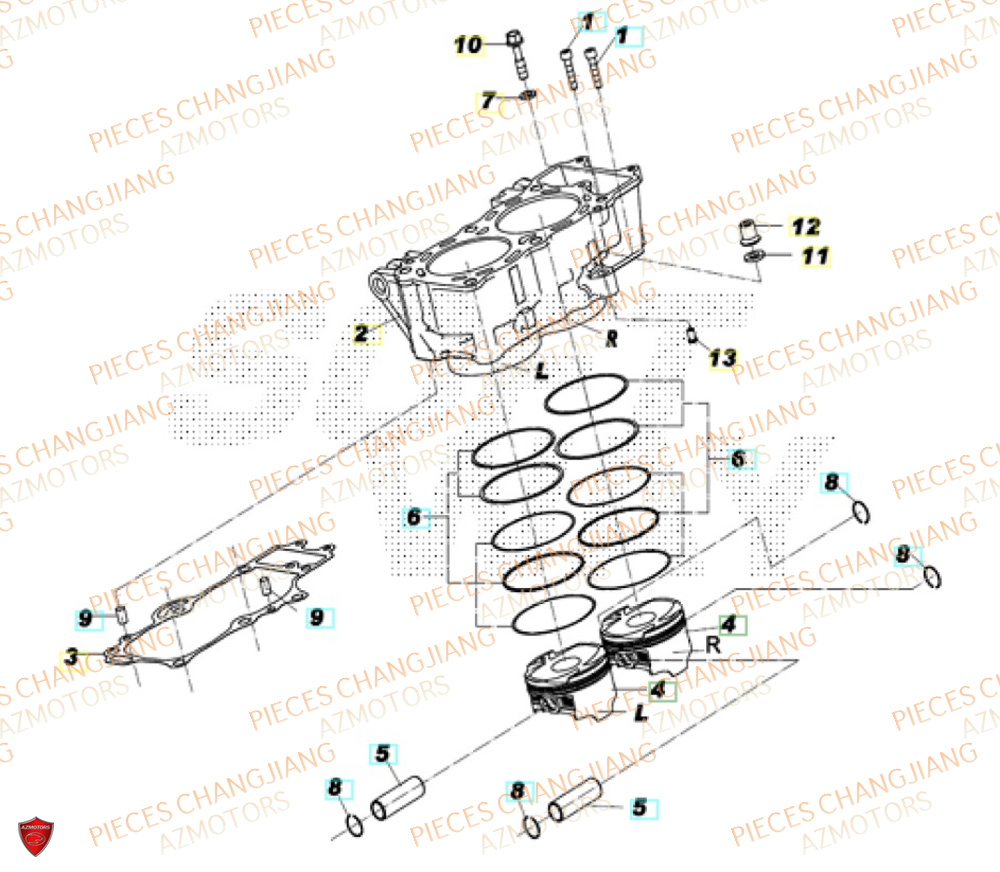 Cylindre CHANGJIANG Pieces SIDE-CAR CHANGJIANG 750 SIBERIAN EXPRESS EURO5+