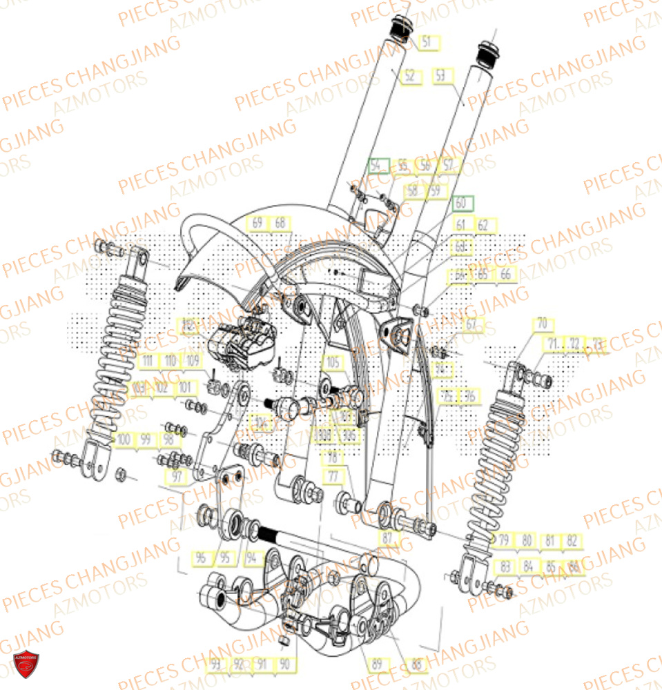 Fourche CHANGJIANG Pieces SIDE-CAR CHANGJIANG 750 SIBERIAN EXPRESS EURO5+