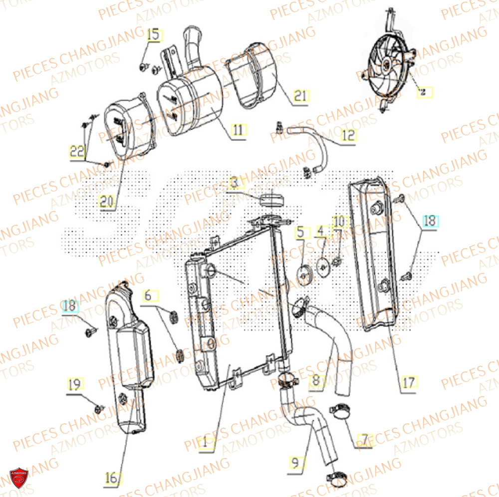 Refroidissement CHANGJIANG Pieces SIDE-CAR CHANGJIANG 750 SIBERIAN EXPRESS EURO5+