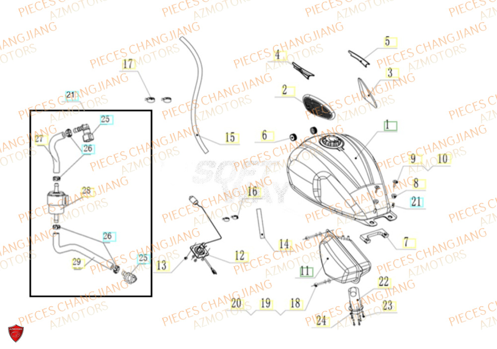 Reservoir CHANGJIANG Pieces SIDE-CAR CHANGJIANG 750 SIBERIAN EXPRESS EURO5+