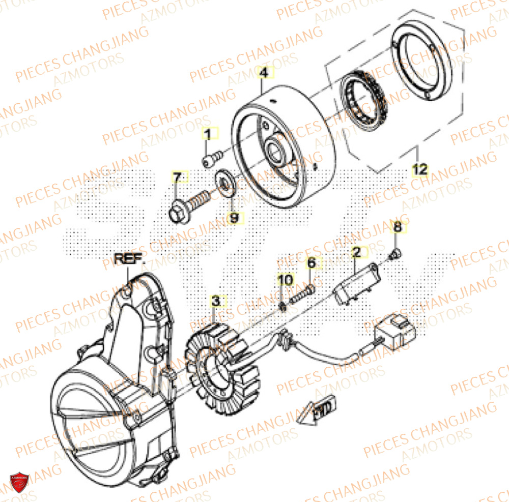 Stator CHANGJIANG Pieces SIDE-CAR CHANGJIANG 750 SIBERIAN EXPRESS EURO5+