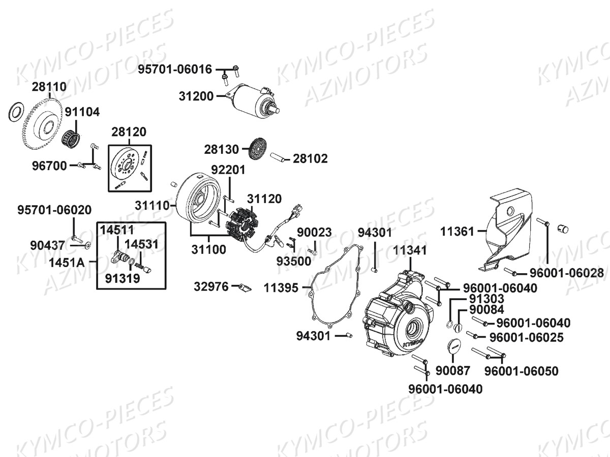 Allumage Demarreur KYMCO Pieces CK1 125 4T EURO 3 (KT25AA)