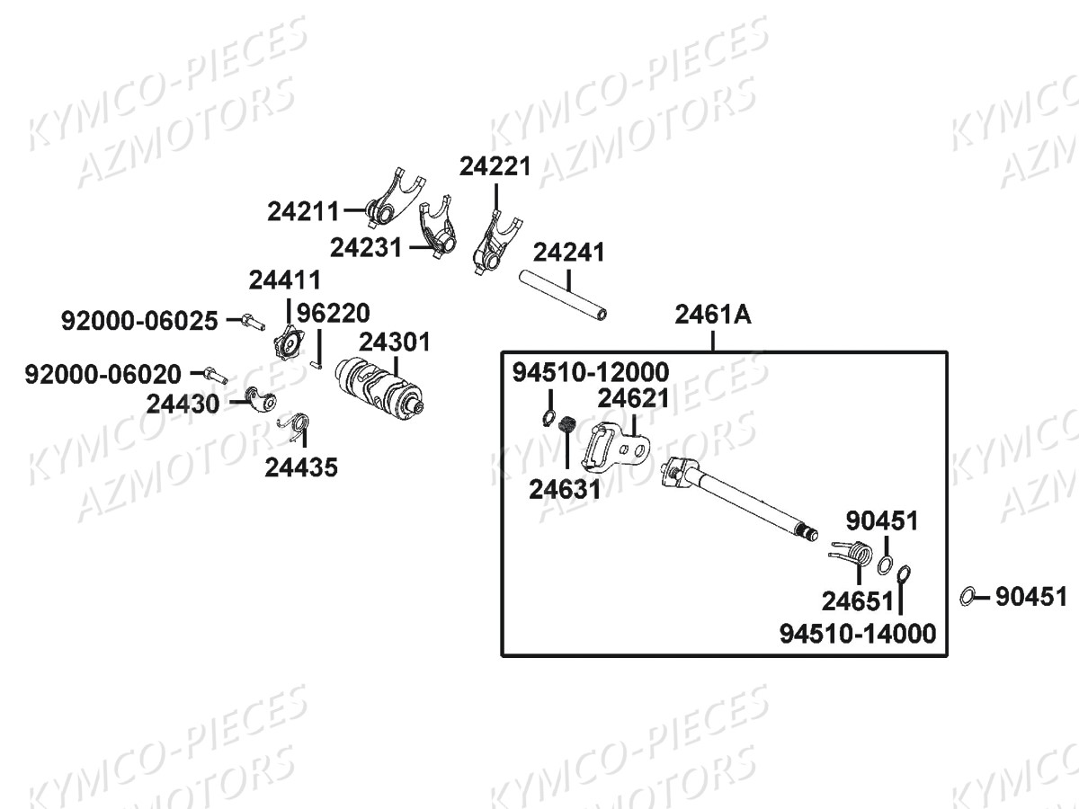 ARBRE DE SELECTEUR KYMCO CK1 125 KT25AA