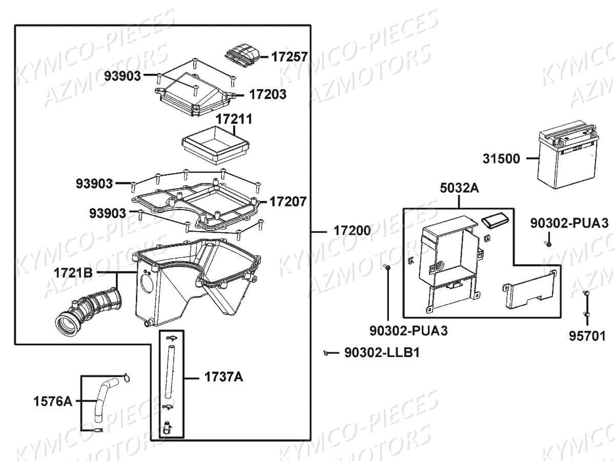 BOITE-A-AIR-BATTERIE KYMCO Pieces Moto Kymco CK1 125 - 2015