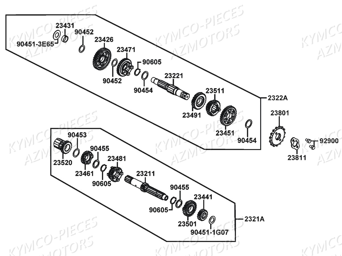 Boite De Vitesses KYMCO Pieces CK1 125 4T EURO 3 (KT25AA)