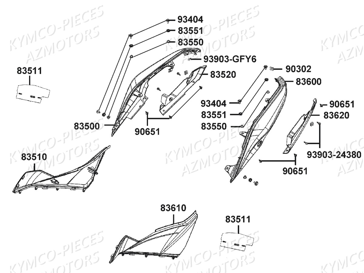 Carenages Arrieres KYMCO Pieces CK1 125 4T EURO 3 (KT25AA)