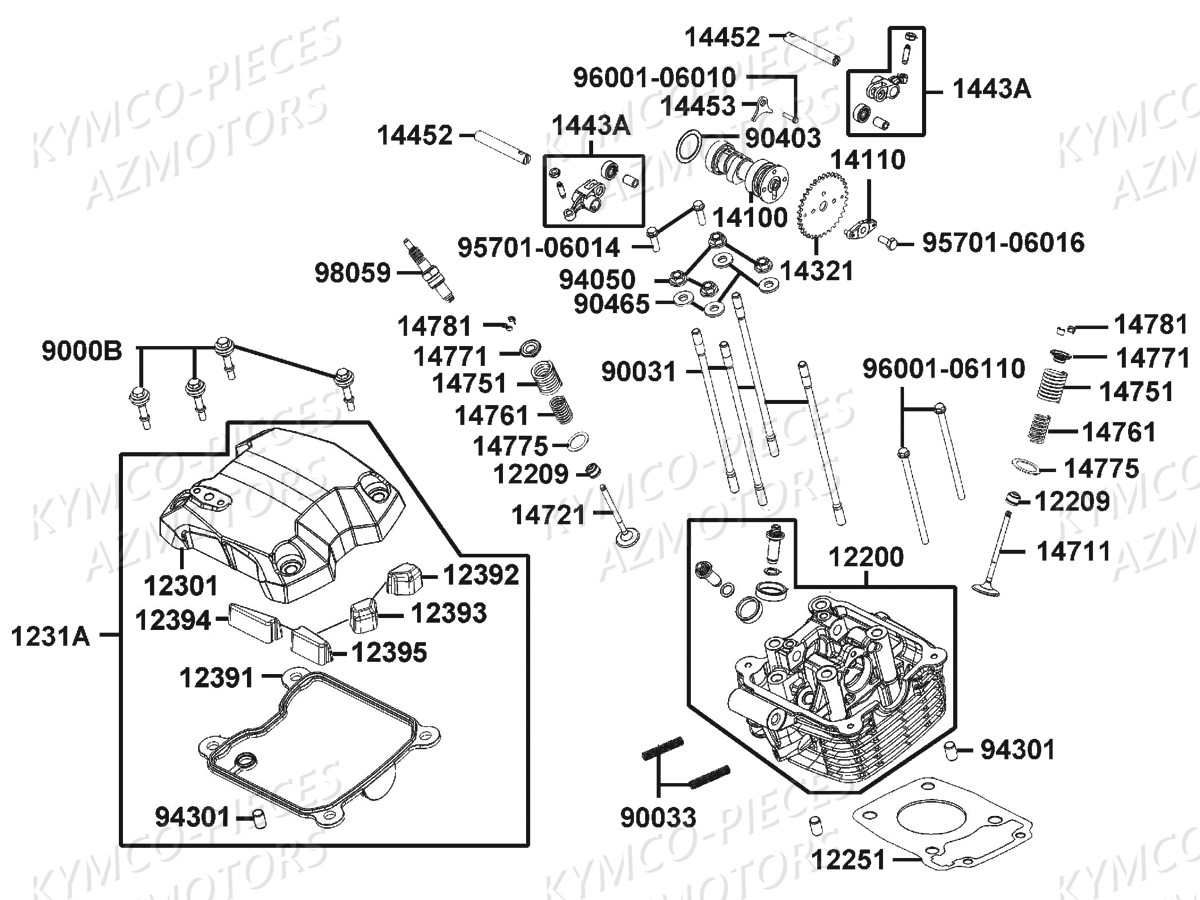 Culasse KYMCO Pieces CK1 125 4T EURO 3 (KT25AA)