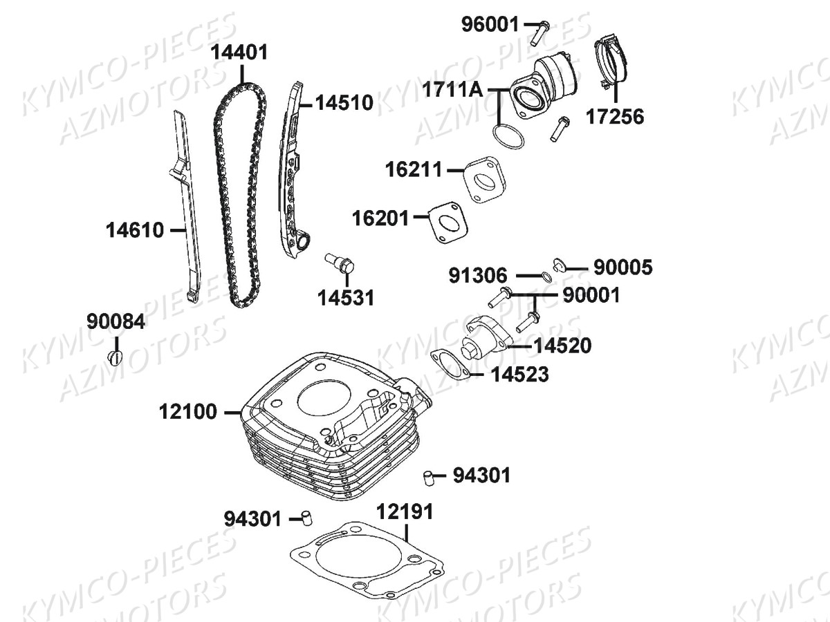 Cylindre KYMCO Pieces CK1 125 4T EURO 3 (KT25AA)