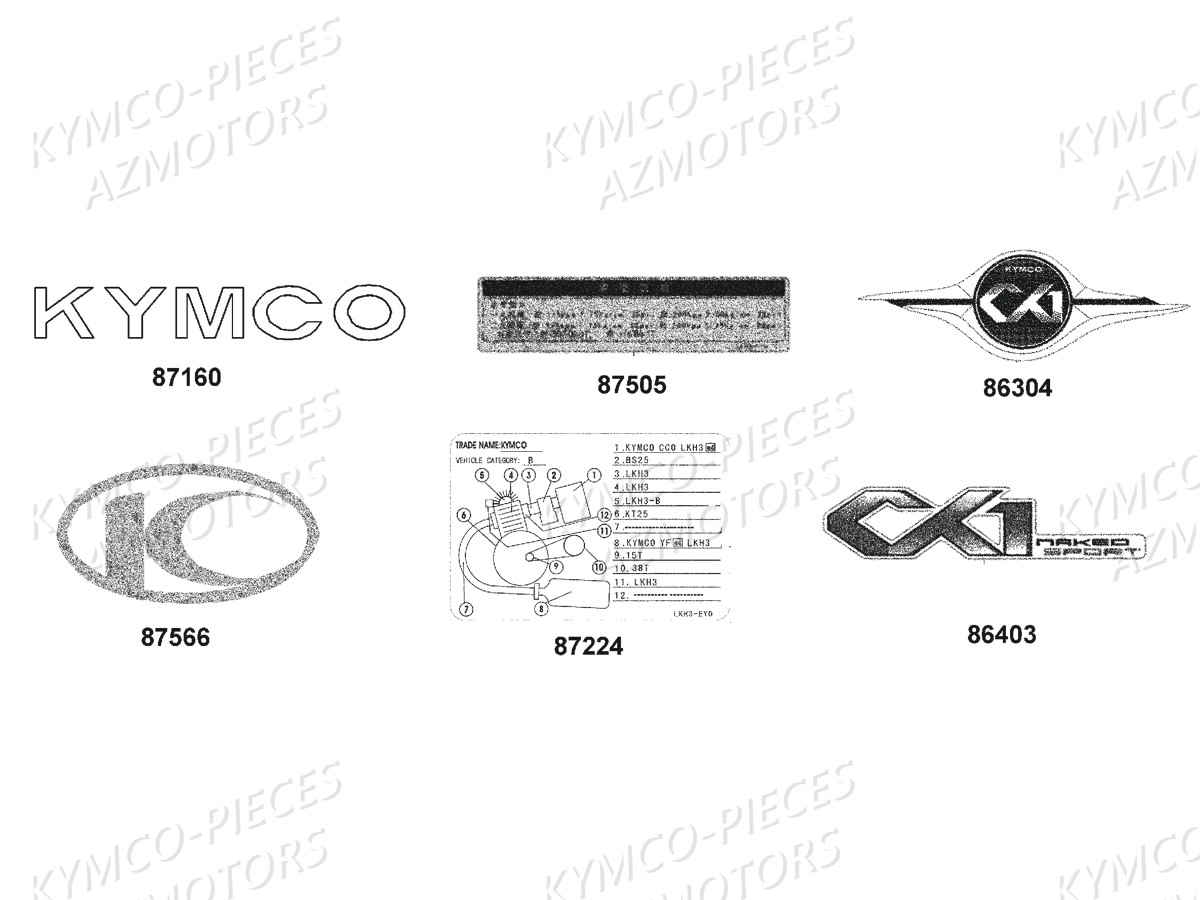 Decors KYMCO Pieces CK1 125 4T EURO 3 (KT25AA)