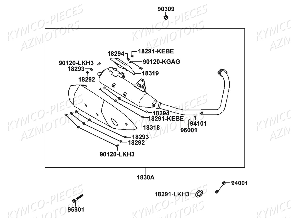 Echappement KYMCO Pieces CK1 125 4T EURO 3 (KT25AA)