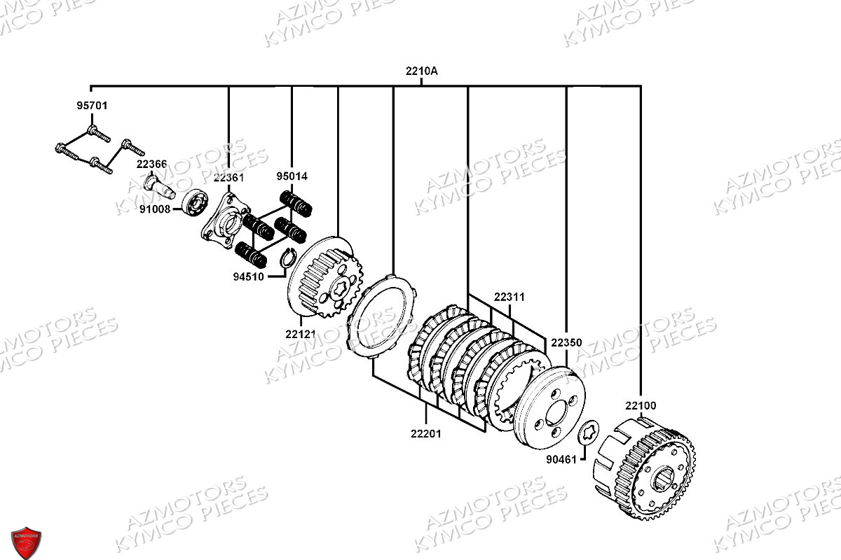 Embrayage Disque 8 Dents AZMOTORS Pieces CK1 125 4T EURO 3 (KT25AA)