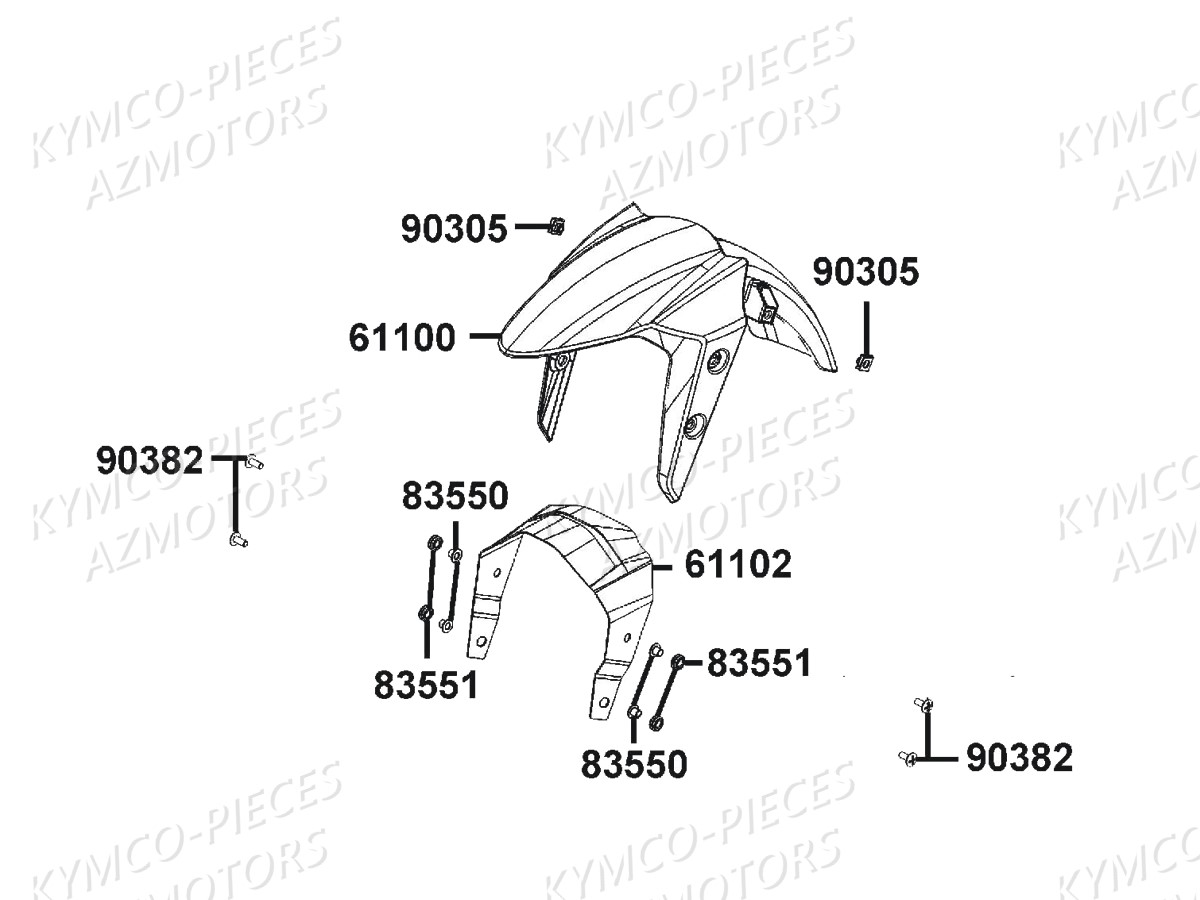 Garde Boue Avant KYMCO Pieces CK1 125 4T EURO 3 (KT25AA)