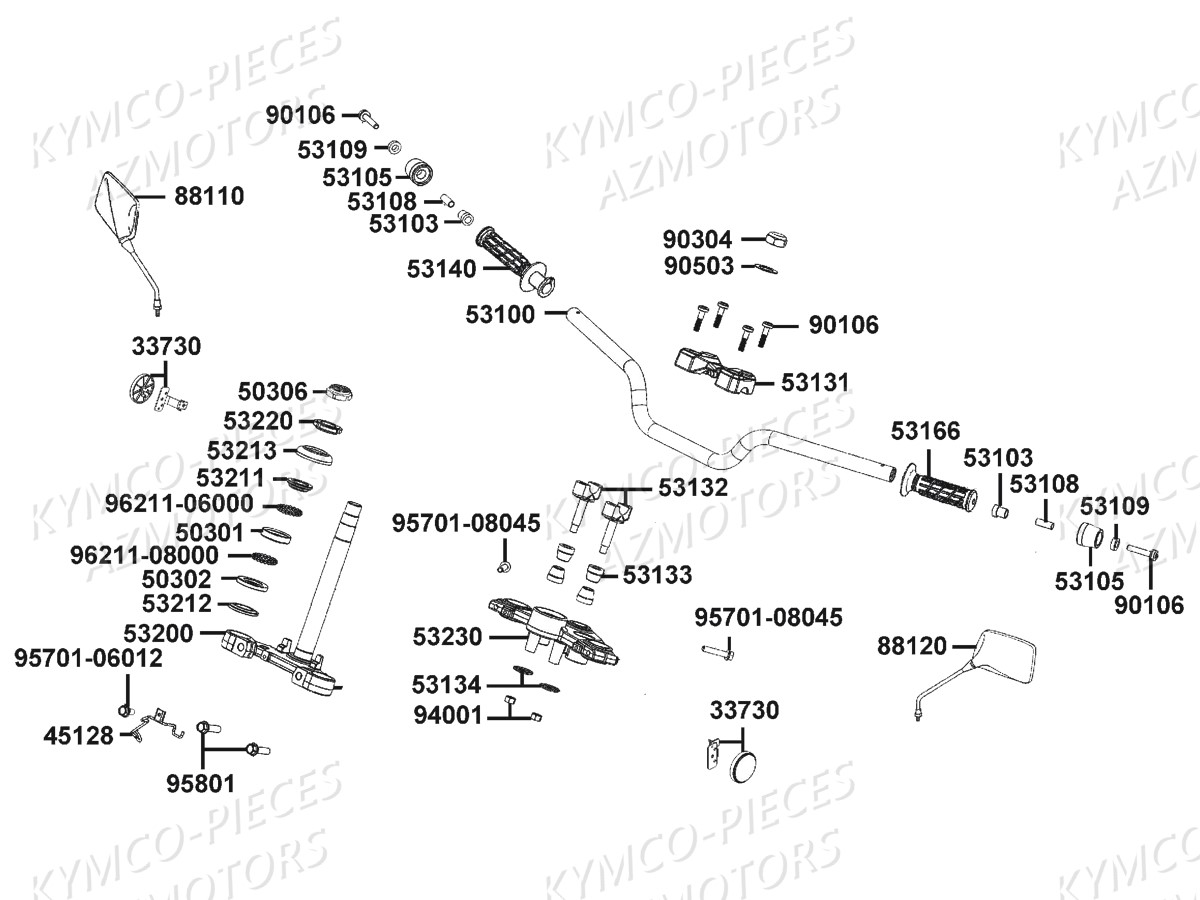 Guidon Retroviseurs KYMCO Pieces CK1 125 4T EURO 3 (KT25AA)