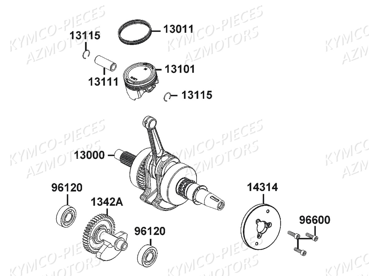 Piston Vilebrequin KYMCO Pieces CK1 125 4T EURO 3 (KT25AA)