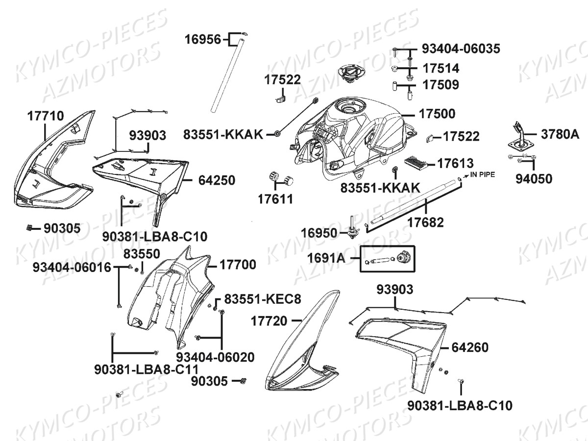 Reservoir A Carburant KYMCO Pieces CK1 125 4T EURO 3 (KT25AA)