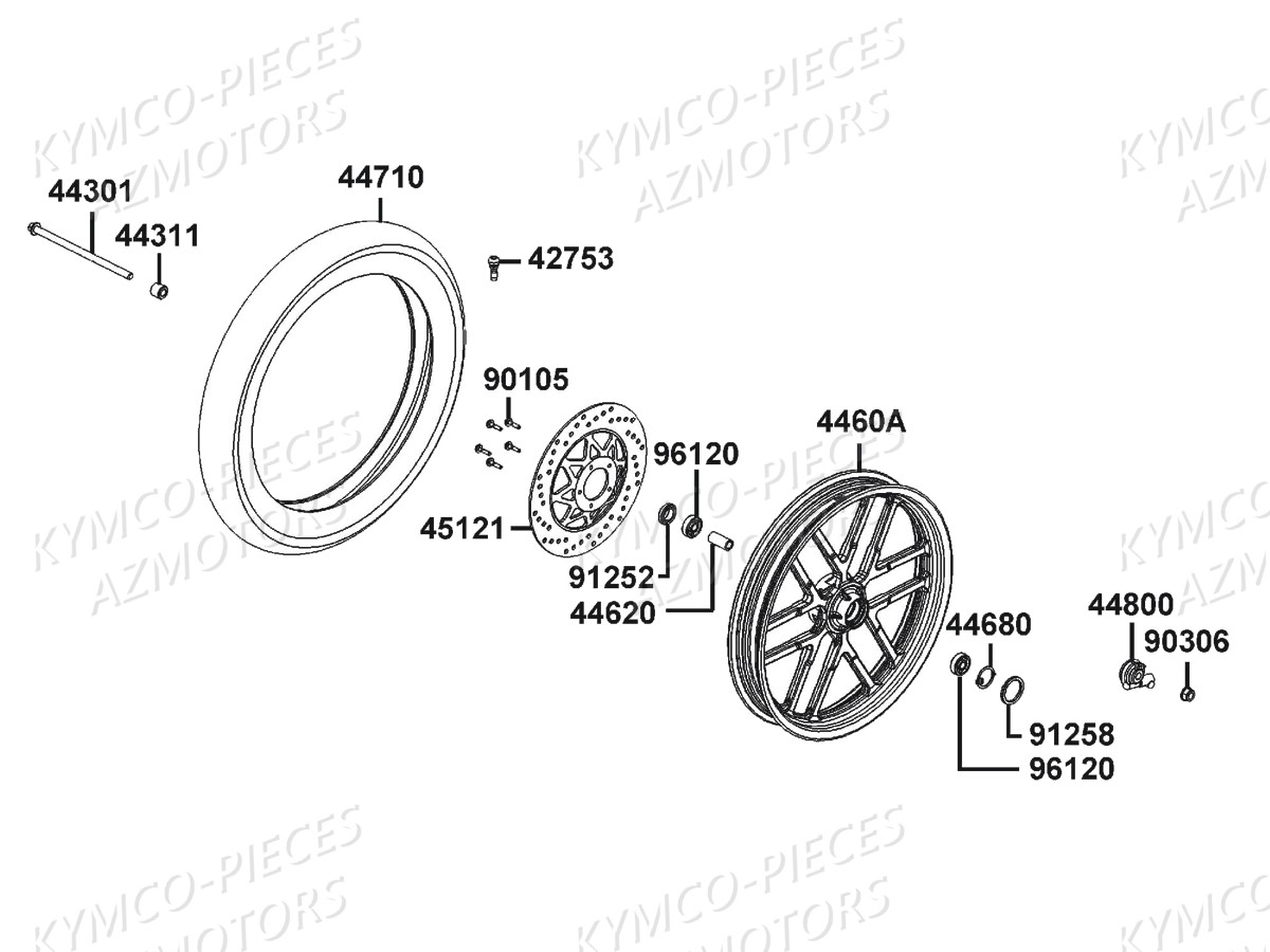 Roue Avant KYMCO Pieces CK1 125 4T EURO 3 (KT25AA)