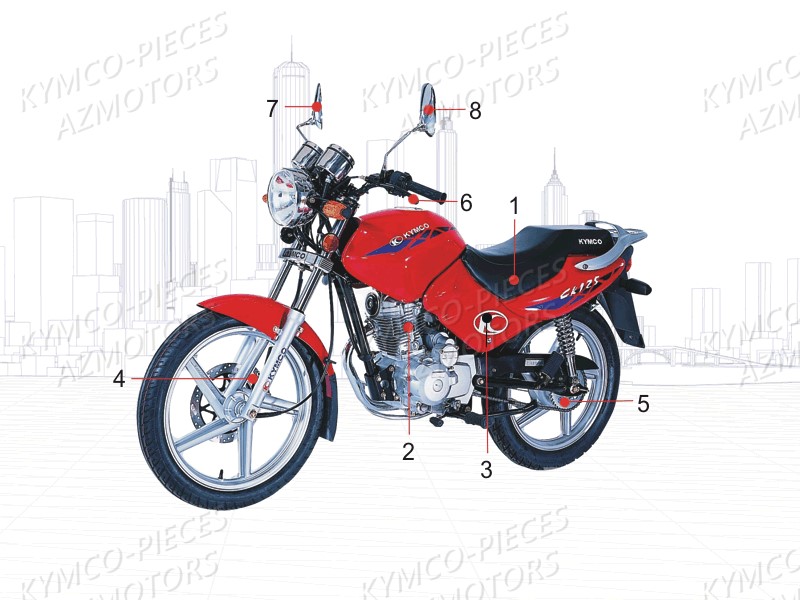 1 Consommables KYMCO Pièces Kymco CK PULSAR 125 4T EURO II (RA25EA)