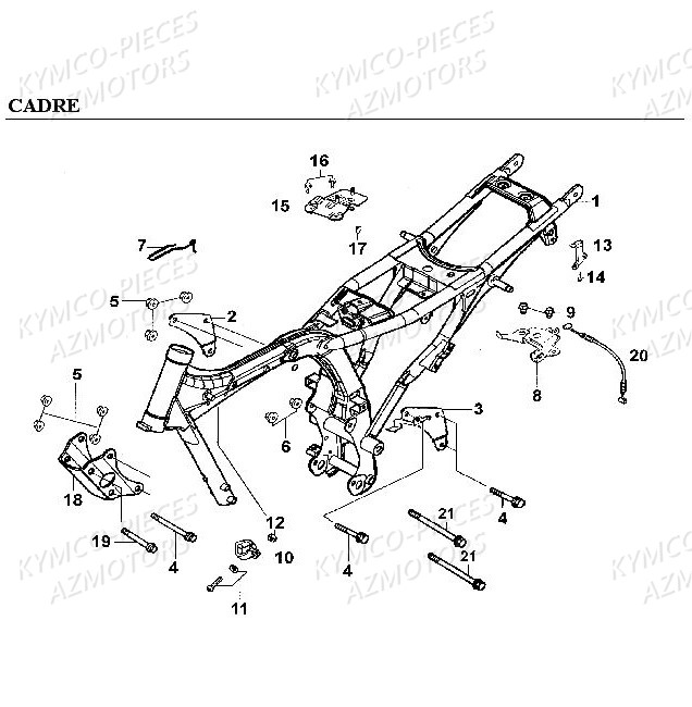 Cadre AZMOTORS Pièces Kymco CK PULSAR 125 4T EURO II (RA25EA)