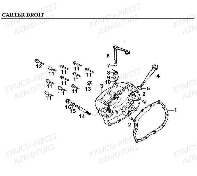 Carter Droit KYMCO Pièces Kymco CK PULSAR 125 4T EURO II (RA25EA)