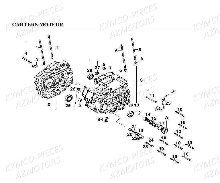 Carter Moteur AZMOTORS Pièces Kymco CK PULSAR 125 4T EURO II (RA25EA)