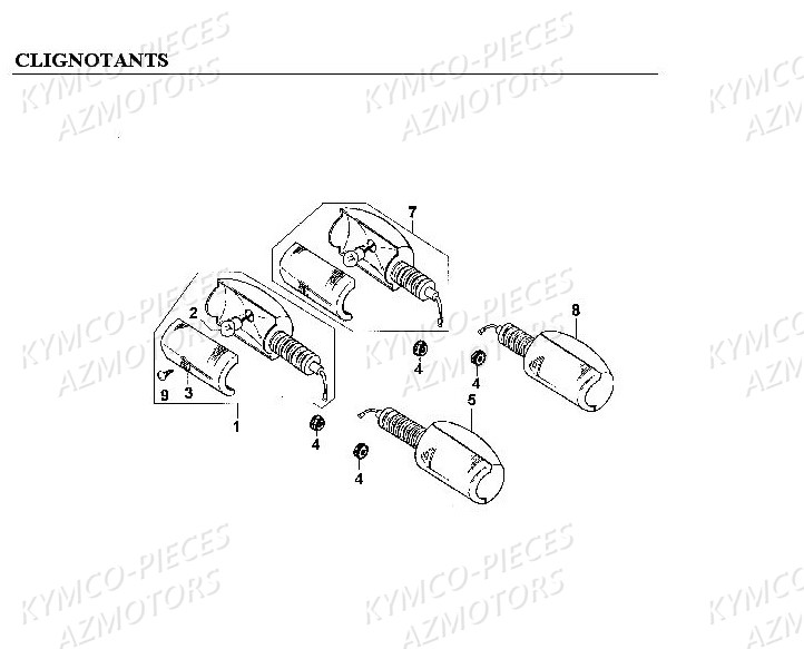 Clignotants KYMCO Pièces Kymco CK PULSAR 125 4T EURO II (RA25EA)