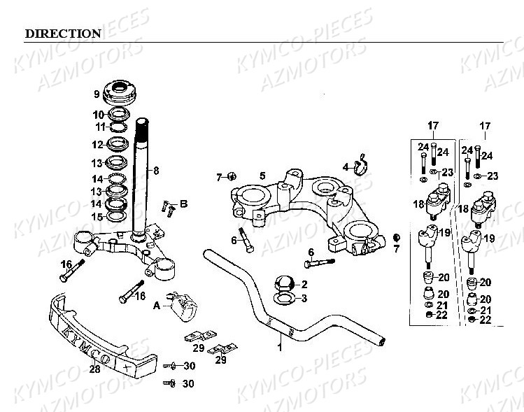 Direction AZMOTORS Pièces Kymco CK PULSAR 125 4T EURO II (RA25EA)