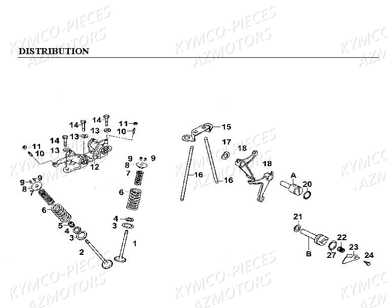 Distribution AZMOTORS Pièces Kymco CK PULSAR 125 4T EURO II (RA25EA)