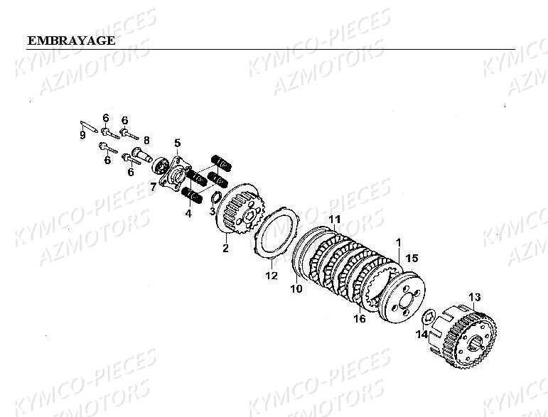 Embrayage KYMCO Pièces Kymco CK PULSAR 125 4T EURO II (RA25EA)