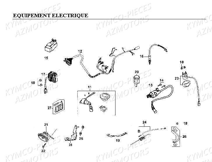 Equipement Electrique KYMCO Pièces Kymco CK PULSAR 125 4T EURO II (RA25EA)