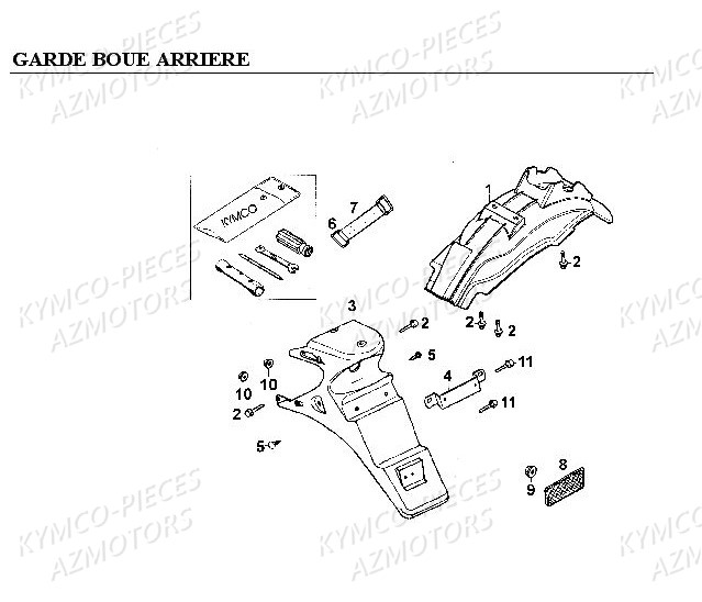 Garde Boue Arriere KYMCO Pièces Kymco CK PULSAR 125 4T EURO II (RA25EA)